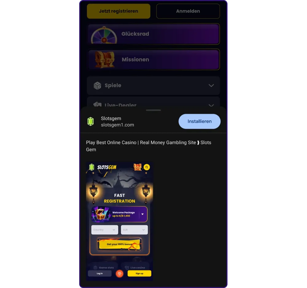 SlotsGem Casino Mobile App